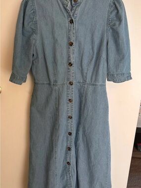 Who What Wear Light Wash Denim Midi Button-Front Dress